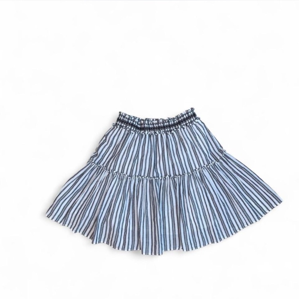 Broom Street Kate Spade black off-white striped mini tiered skirt size XS